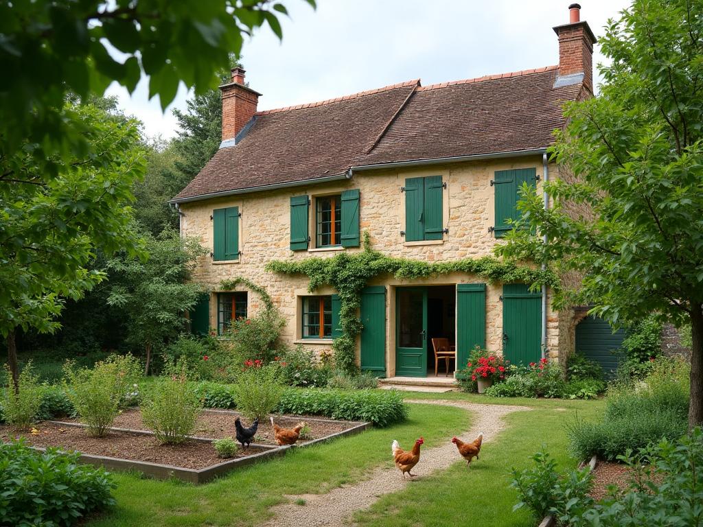 Ferme rénovée avec verger et potager